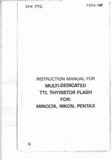 Jessop Group 300 TTL manual. Camera Instructions.